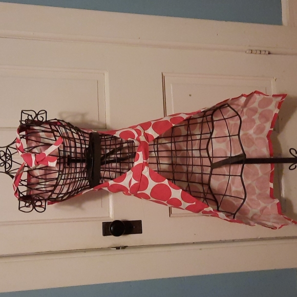 Embroidered Pink Cotton Polk-A-Dot Chef Kitchen Apron Cook Baker Chef - Picture 4 of 6